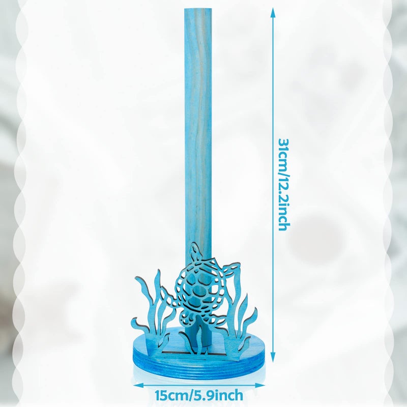Remerry Beach Paper Towel Holder Nautical Wooden Paper Towel Stand Sea Turtle Octopus Weed Ocean Paper Towel Dispenser Kitchen Farmhouse Accessories for Kitchen Table or Bathroom Decoration(Turtle) - Image 4